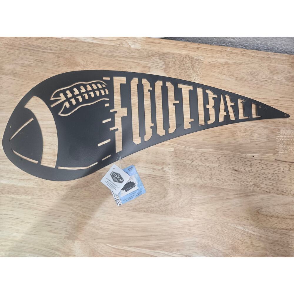 Open Road Brands Football Metal Wall Decor 20x7.8 Black Sports Sign NWT